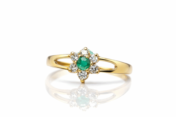 anillo flor esmeralda en oro 18k