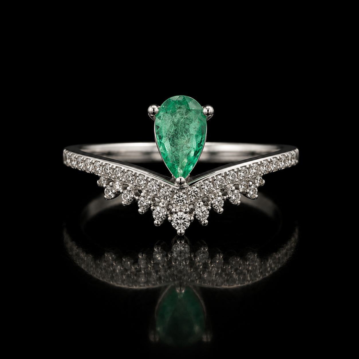 anillo rocío esmeralda en plata